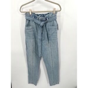 Blank NYC Here Goes Nothing Paperbag Waist Jeans Light Wash Blue 30